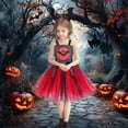 thumbnail image 4 of Kids Halloween Costume Cosplay Dress Gothic Witch Bat Winged Party Outfit Elegant Style Stage Performance, 4 of 8