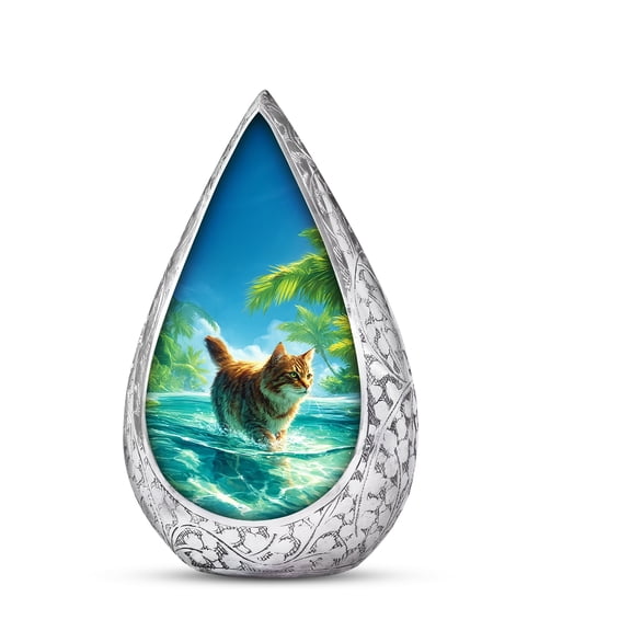 JAGSHASHI Cat Urns For Women - Beach Memorial Teardrop Urns for Ashes Adult Male and Female Burial - Teardrop Urn For Ashes For Mom & Dad - Ocean Cremation Urn For Brother & Sister 3 Inch