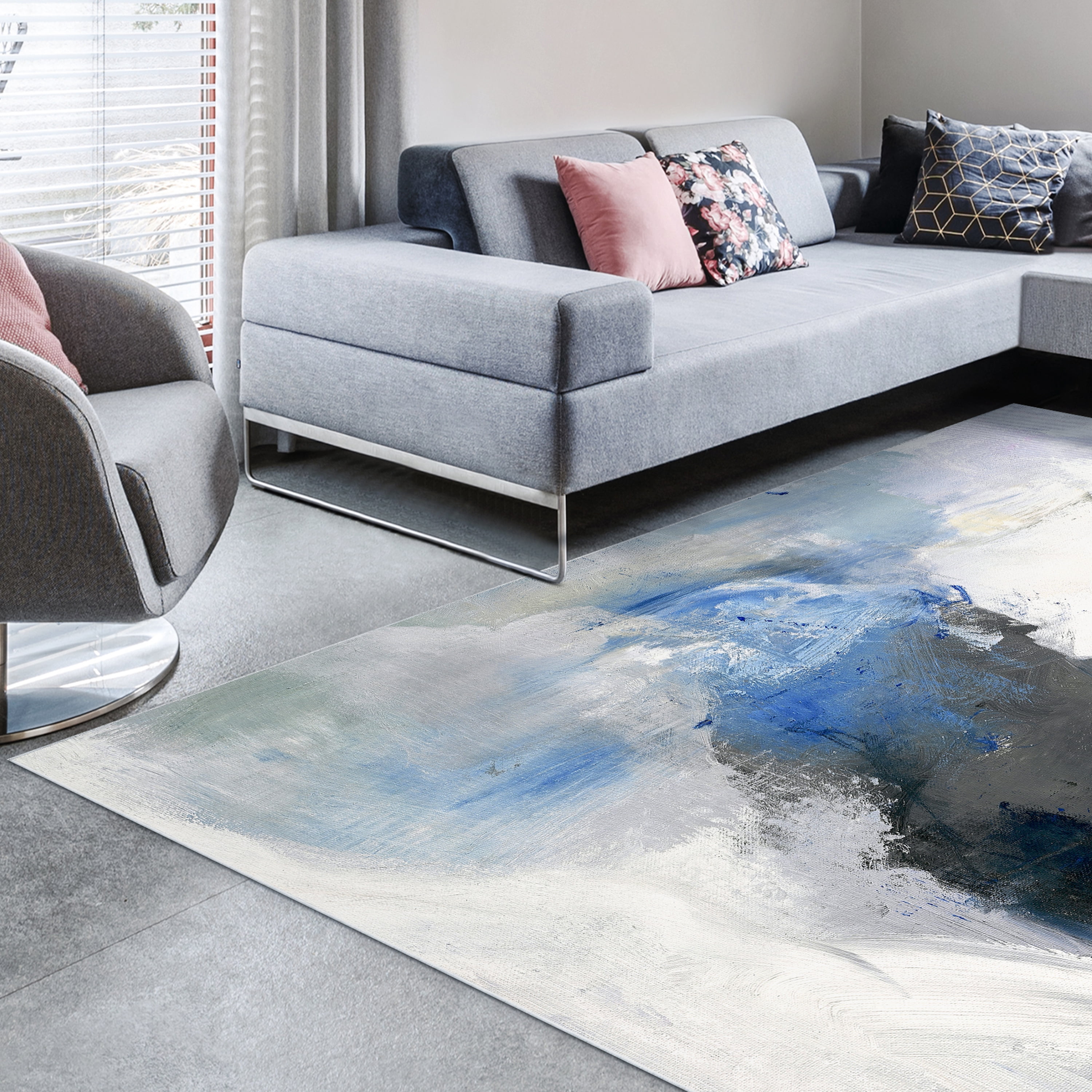 A New Dawn Washable Abstract Art Area Rug size 8'x10', Power-loomed, Heavenly Softness with Non-Slipping Backing