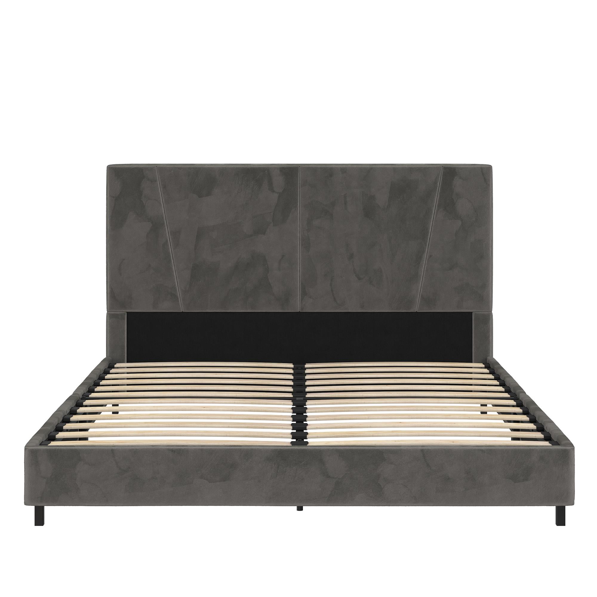 RealRooms Maverick Velvet Platform Bed with Tufted Headboard, Full, Gray -  Walmart.com