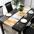 thumbnail image 3 of Orange Gray White Table Runner 48 Inches Long, Farmhouse Abstract Ombre Texture Kitchen Coffee Dining Table Decoration for Home Party Birthday Wedding Home Decor 13x48 Inches, 3 of 8