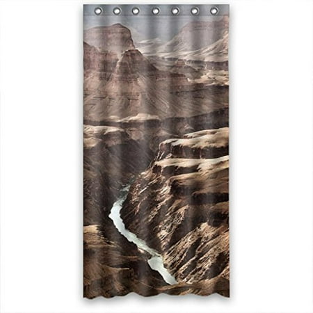 HelloDecor Brown Mountains Narrow River Shower Curtain Polyester Fabric Bathroom Decorative Curtain Size 36x72 Inches