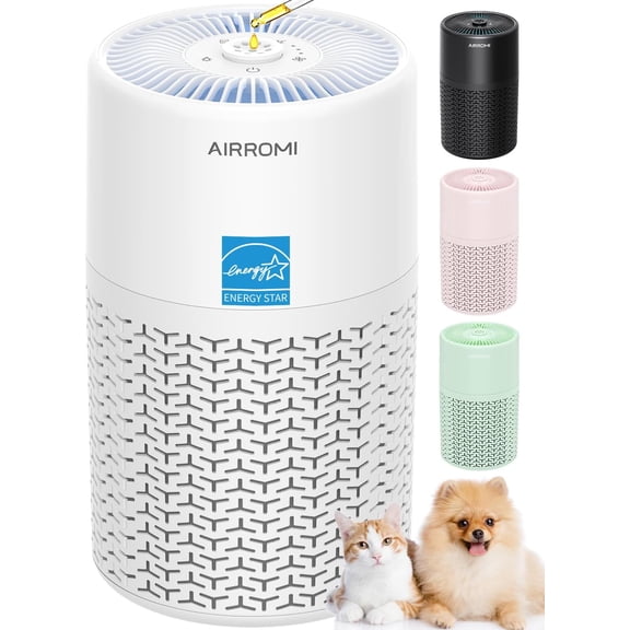 Air Purifier for Home Allergies Up to 660 Sq Ft HEPA and Activated Carbon Filter with Fragrance Sponge Night Light Pet Dander Smoke Odor Removal White