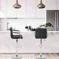 thumbnail image 6 of Set of 2 PU Leather Bar Stools Armrest Counter Stools Swivel Square Counter Height Barstools with Armrest Adjustable Hydraulic Bar Chairs with Upholstered Back & Seat, Black, 6 of 7