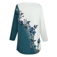 thumbnail image 4 of Green Young Adult Tops 3/4 Length Sleeve Womens Tops 2025 Spring Neck Casual Print Tunic T Shirts Three Quarter Length Womens Tops Plus Size Tops for Women, 4 of 5