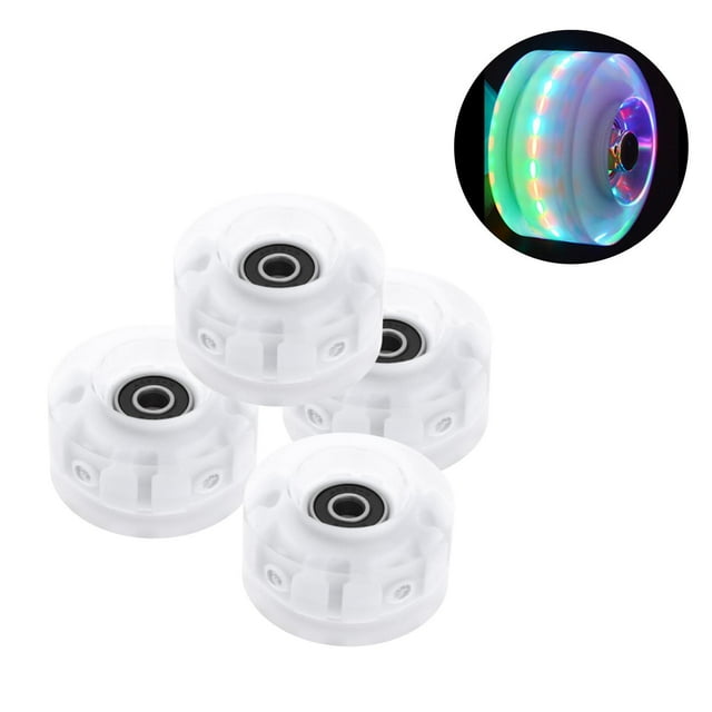 4 Pack Luminous Quad Roller Skate Wheels with Bearings Double Row Skateboard RGB