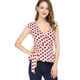 thumbnail image 1 of Top Sin Mangas Con Cuello En V Allegra K Para Mujer Blanco Rojo XS, 1 of 6