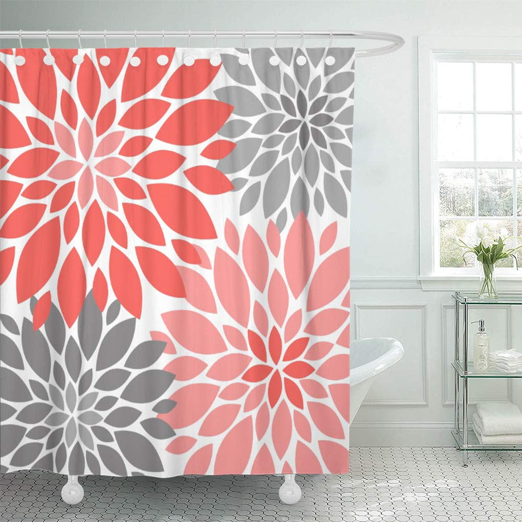 Cynlon Flowers Coral And Gray Chrysanthemums Floral Pattern Blossoms Dahlias Bathroom Decor Bath Shower Curtain 60x72 Inch Walmartcom Walmartcom Cynlon Flowers Coral And Gray Chrysanthemums Floral Pattern Blossoms Dahlias Bathroom Decor Bath Shower Curtain 60x72 Inch Walmartcom Walmartcom