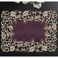 thumbnail image 5 of Placemats Set of 4 for European Dining Table, Table Placemats, Rectangular PVC Vinyl, 12x18 Inches - Plum Gold, 5 of 8