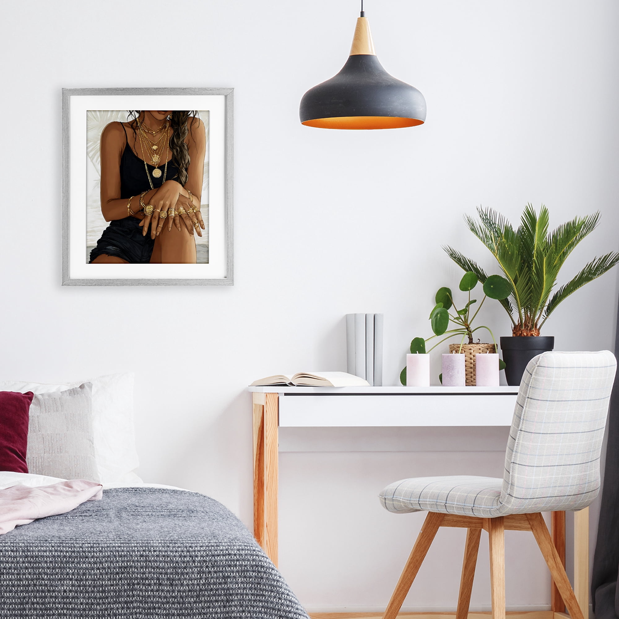 Stupell Industries All The Bling Adornments Gray Framed Print Under Glass, design by Franklyn Gregory