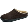thumbnail image 4 of Mens Slippers Memory Foam Comfort Fuzzy Plush Lining Slip On House Shoes Indoor Outdoor Clog Coffee, Size 9-10, 4 of 6