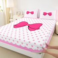 thumbnail image 4 of Erosebridal Kawaii Bow Full Size Sheets 4-Piece for Teens,Kids Girls Cartoon Polka Dots Bed Sheets,Microfiber Bedroom Decor, 4 of 5