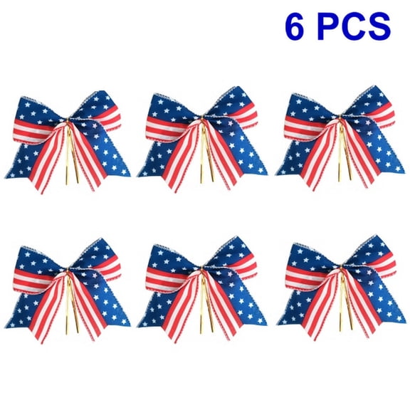6 Pack Patriotic Flag Bow 🎀Patriotic Wreath Bows, 4th of July Red White Blue Bows for Wreath, Independence Day Decorative Bows for Front Door, Memorial Day Home Party Decoration