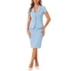 thumbnail image 2 of Conjunto de traje de negocios de 2 piezas para mujeres INSPIRE CHIC, chaqueta de blazer de manga corta y falda lápiz M azul cielo, 2 of 6