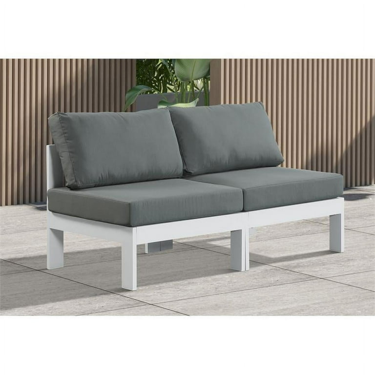 Meridian Furniture Nizuc Outdoor Patio Grey Aluminum Modular Sofa S60B Meridian Furniture Nizuc Outdoor Patio Grey Aluminum Modular Sofa S60B
