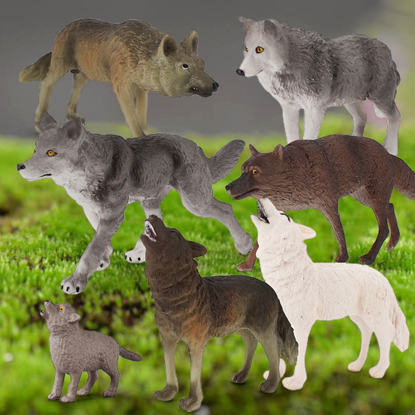 Realistic Simulation Wolf Wild Animal Figure Solid Plastic Kids Toys Model 