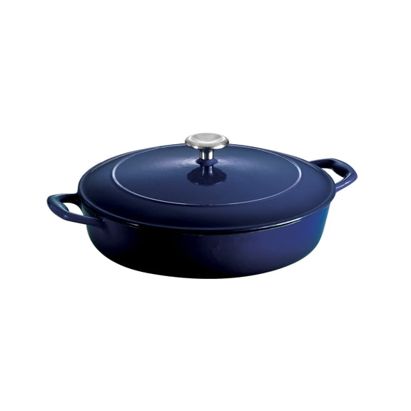 Tramontina Bestow 4-Quart Enameled Cast Iron Braiser with Lid, Gradated Cobalt, Oven-Safe