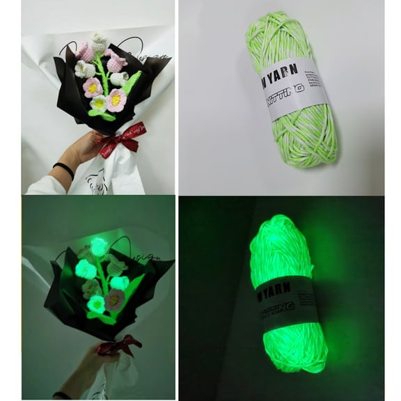 Litrail 2 Rolls Glow in the Dark Yarn, 174ft Polyester Fingering Weight Yarn for Crochet Knitting DIY Crafts