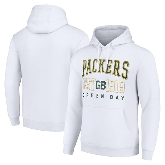 Unisex Starter White Green Bay Packers Throwback Logo Pullover Hoodie