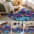 thumbnail image 5 of Round Rugs 4Ft, Purple Flowers Round Area Rug Washable Indoor Throw Carpet, Spring Vintage Walls Pastoral Country Soft Non Slip Circle Rug for Kitchen Nursery Room Home Decor Aesthetic, 5 of 8