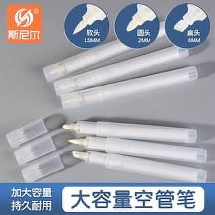 10 marcadores acrílicos rellenables, vacíos, de punta redonda blanca, rellenables para tinta al agua y al aceite.