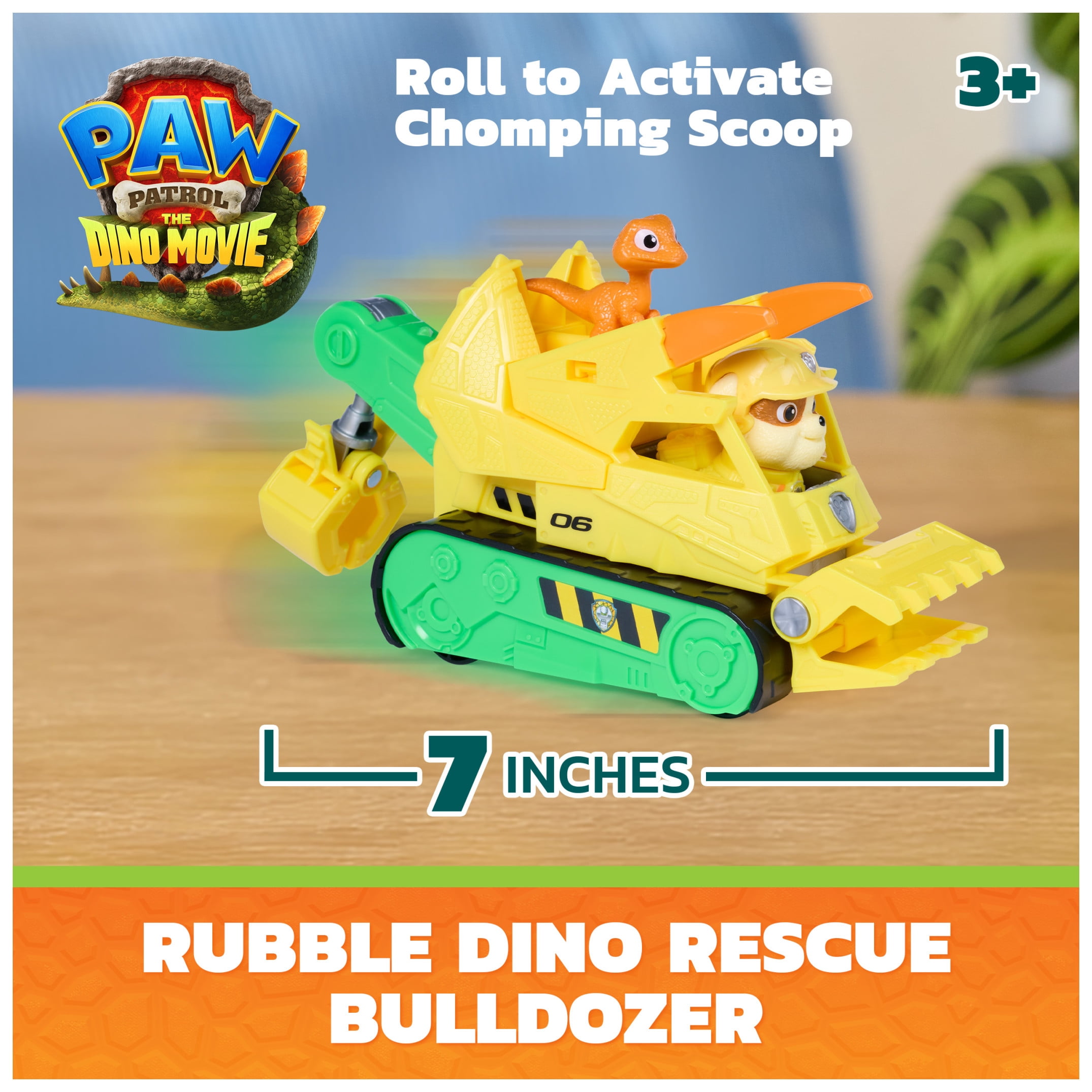 PAW Patrol: The Dino Movie Rubble Dino Rescue Bulldozer, Ages 3+