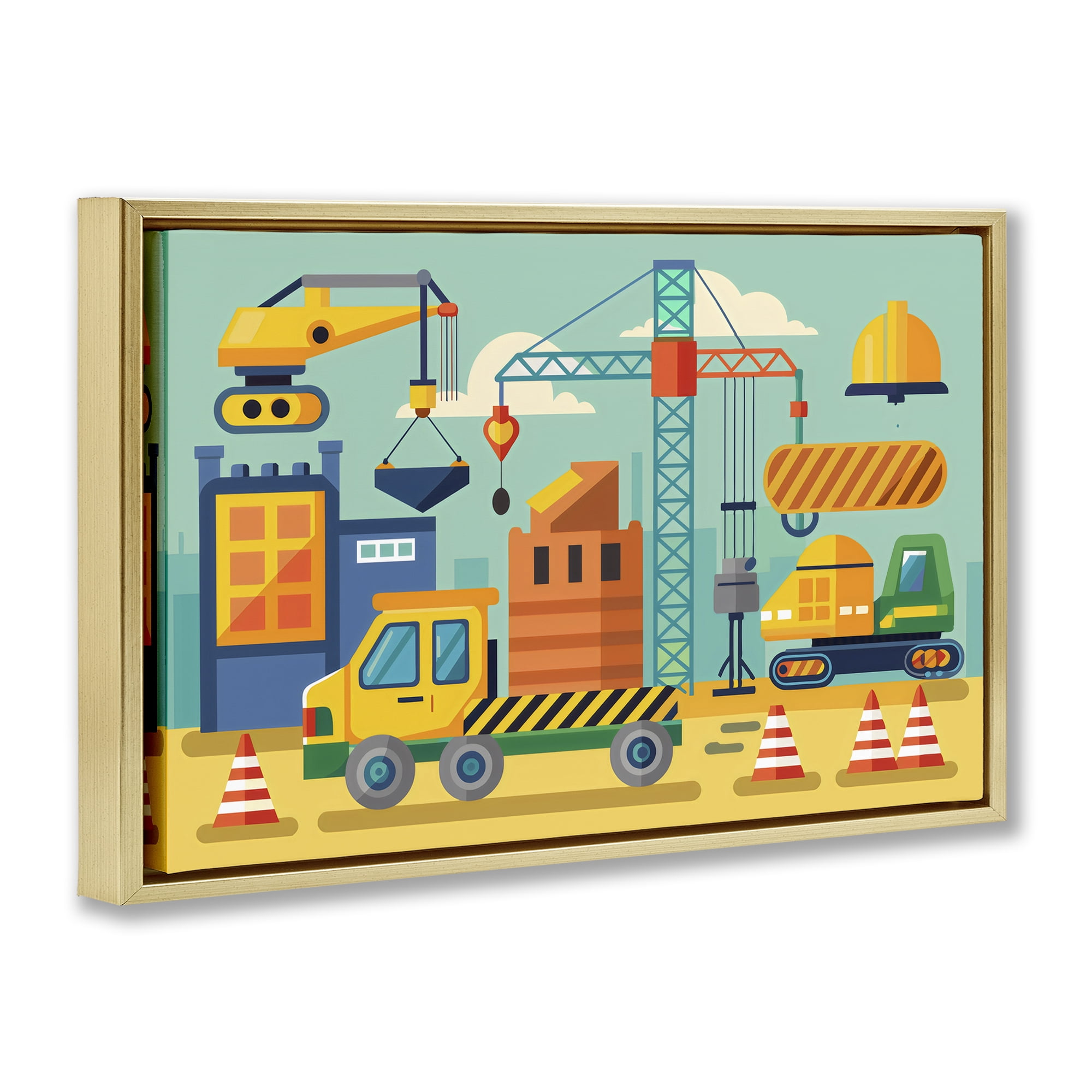 Stupell Industries Industrial Construction Site Gold Framed Floater Canvas Wall Art, design by Creative Studio