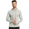thumbnail image 2 of Satankud Men's UPF 50+ Long Sleeve Sunscreen Hoodie UV Sun Protection Hoodie with Thumbholes for Workout Fishing Hiking Sports Long Sleeve Hoodie Light Grey L, 2 of 7