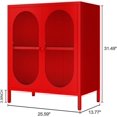 thumbnail image 3 of LNGZOE 2 Door Metal Locker Storage Cabinet with 1 Adjustable Shelves-Steel Locker Cabinet for Bedroom, Bedside, Office Room,2-Tier (Small Acrylic Door, Red), 3 of 11