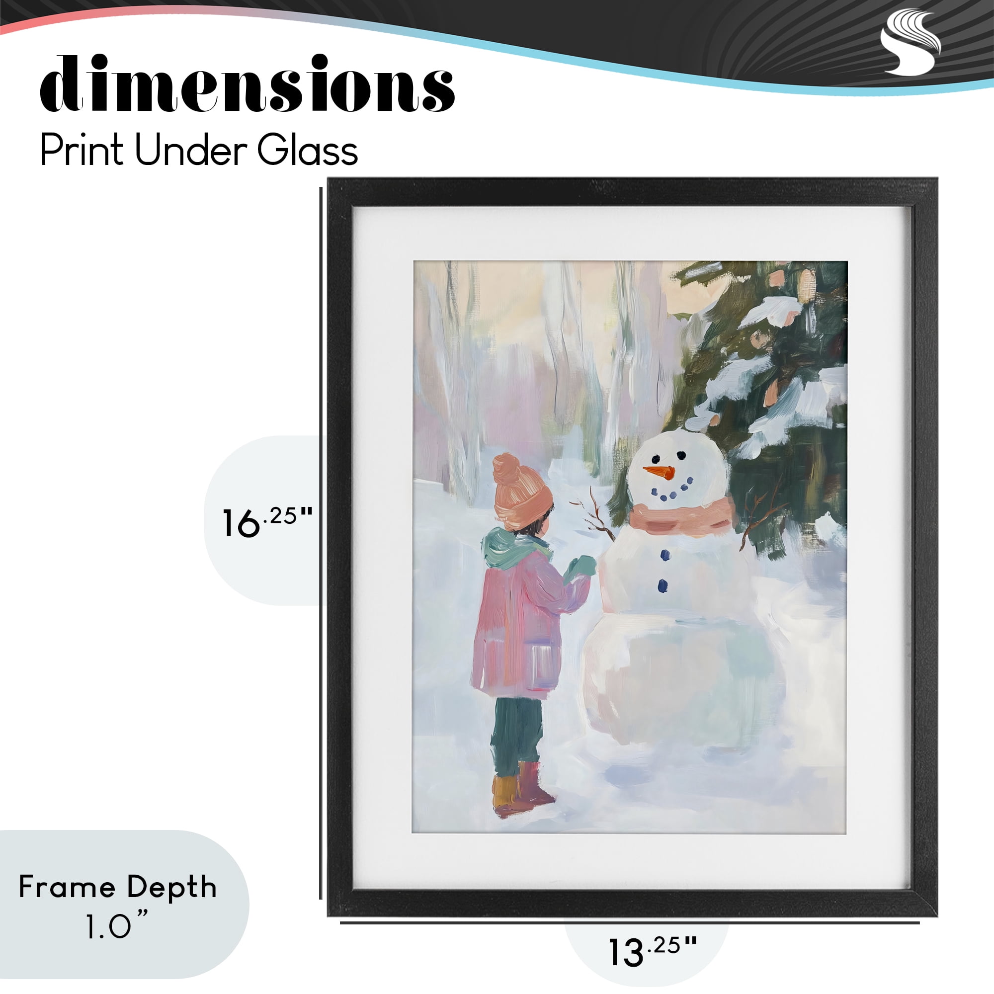 Stupell Industries Girl & Snowman in Winter Black Framed Print Under Glass, design by The Prints Vibe