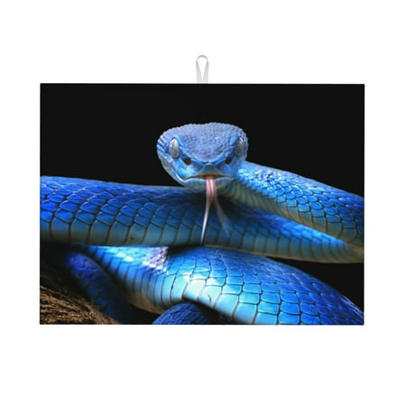 

Ocsxa Blue Viper Snake 2 Dish Drying Mat for Kitchen Counter Coffee Bar Coffee Station Accessories Absorbent Coffee Mat Kitchen Drying Mat Easy Clean 18x24 Inch