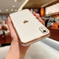 thumbnail image 6 of Phone Cases for iPhone XR 6.1" Plating Cute Love Heart Side Heart Print Design Luxury Camera Protection Anti-Fall Shockproof Soft Electroplated Silicone Cover Bumper-White, 6 of 6