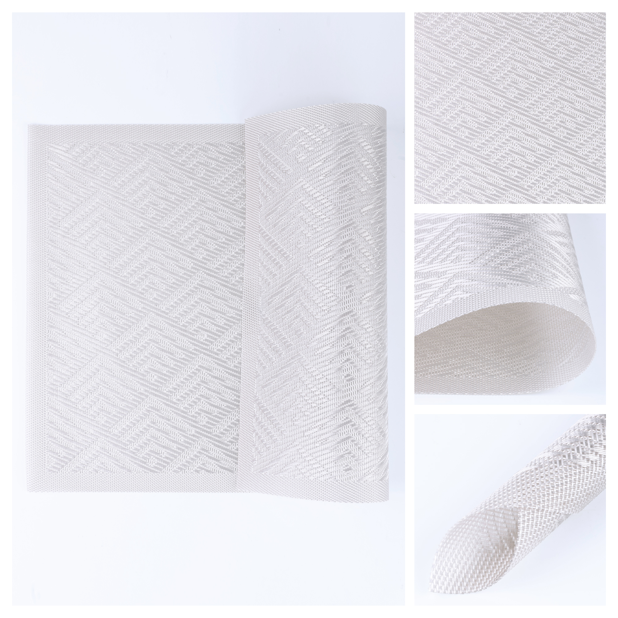 Unique Bargains Set of 6 Washable Plastic Placemats for Dining Table Decor Silver