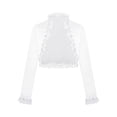 thumbnail image 3 of DPOIS Kids Girls Long Sleeve Sparkle Bolero Cardigan Open Front Shrug White 14, 3 of 7