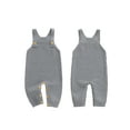 thumbnail image 2 of Miaouyo 0-24 Months Infant Baby Boys Girls Knitted Overalls Stylish Solid Color Ribbed Trim Square Neck Sleeveless Romper, 2 of 9