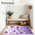 thumbnail image 3 of ODIKA 6'x9' Machine Washable Non-Slip Area Rug, Enchanted Meadow Featuring Fluttering Butterflies and Blossoms High Traffic Rug, Purple, 721194, 3 of 7