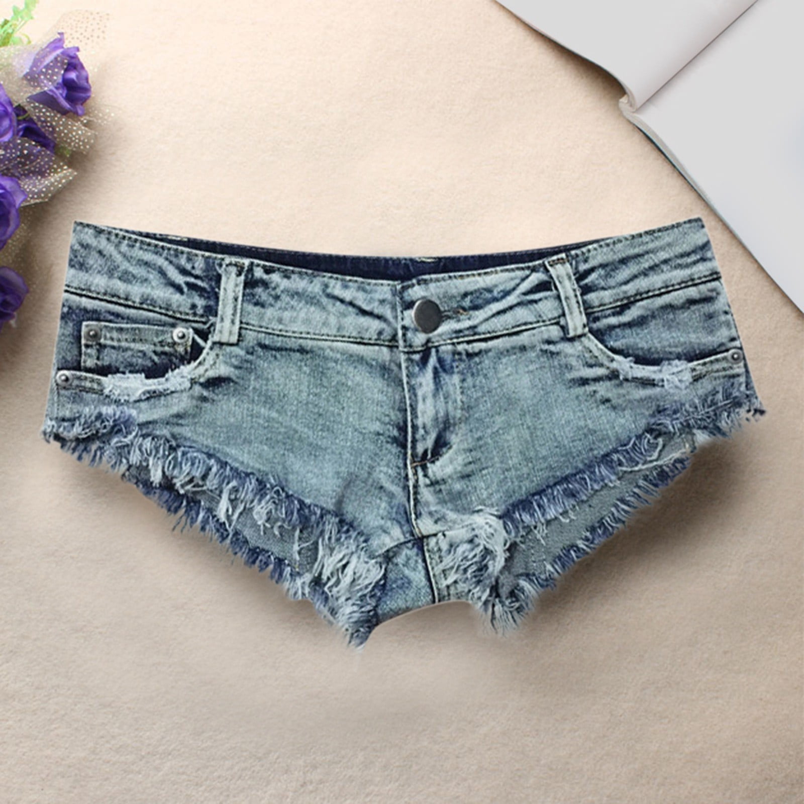 PLLFRLRT Womens Sexy Cut Off Low Waist Denim Jeans Shorts PLLFRLRT Womens Sexy Cut Off Low Waist Denim Jeans Shorts
