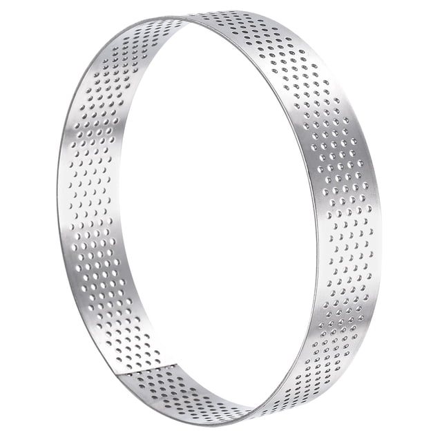 Inoxidable Acero Pequeño Pastel Anillos, Perforado Pastel Mousse Anillo Cocina Hornear Calor Resistente 3,9 Diámetro, 0,8 Altura, Plata