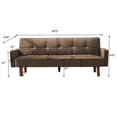 thumbnail image 2 of Brown Linen Sofa Bed, Convertible Sleeper Sofa with Arms, Solid Wood Feet and Plastic Centre Legs, 2 of 6