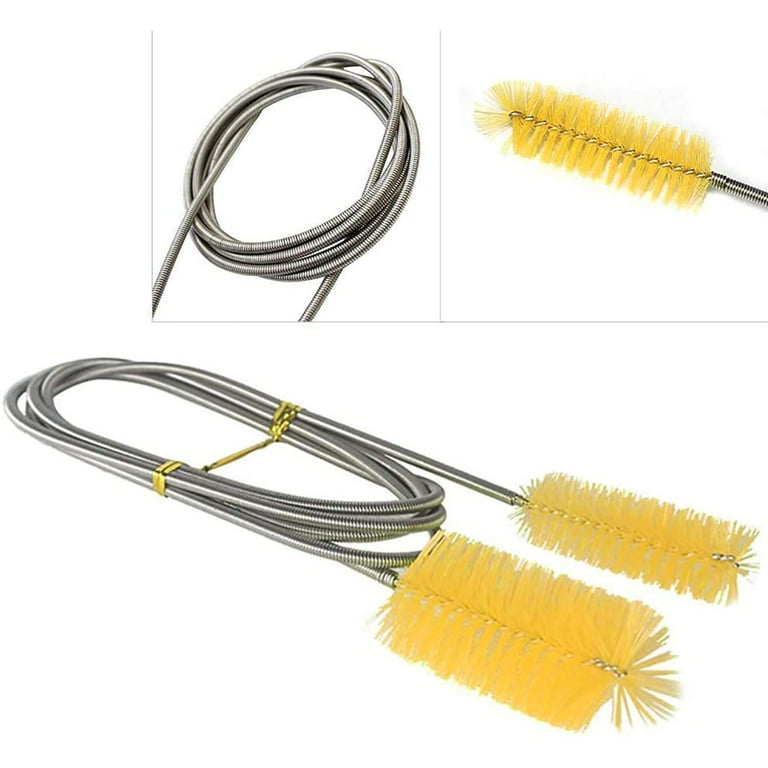 Desin Flexible Drain Brush,Nylon Cleaner Double Ended Elastic Hose Pipe 67-Inch and 2 Pcs 8.2-Inch Straw Cleaning Brush