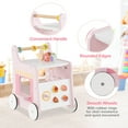 thumbnail image 6 of Costway Wooden Baby Walker Ice Cream Cart Toy with Sweet Accessories & Smooth Wheels Pink, 6 of 10