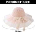 thumbnail image 2 of 56-58cm hat circumference women's mesh bow lace sun hat sunscreen beach sunshade straw hatpink, 2 of 5