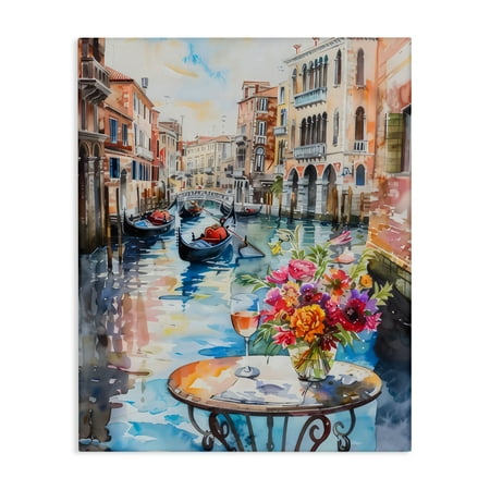 Stupell Industries Quiet Canal City View Canvas Wall Art design by LSR Creative Studio, 40 x 30