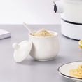 thumbnail image 5 of Azucarero de cerámica con tapa y cuchara, tarro de almacenamiento de porcelana blanca para azúcar, sal y pimienta, 7 onzas, 5 of 5