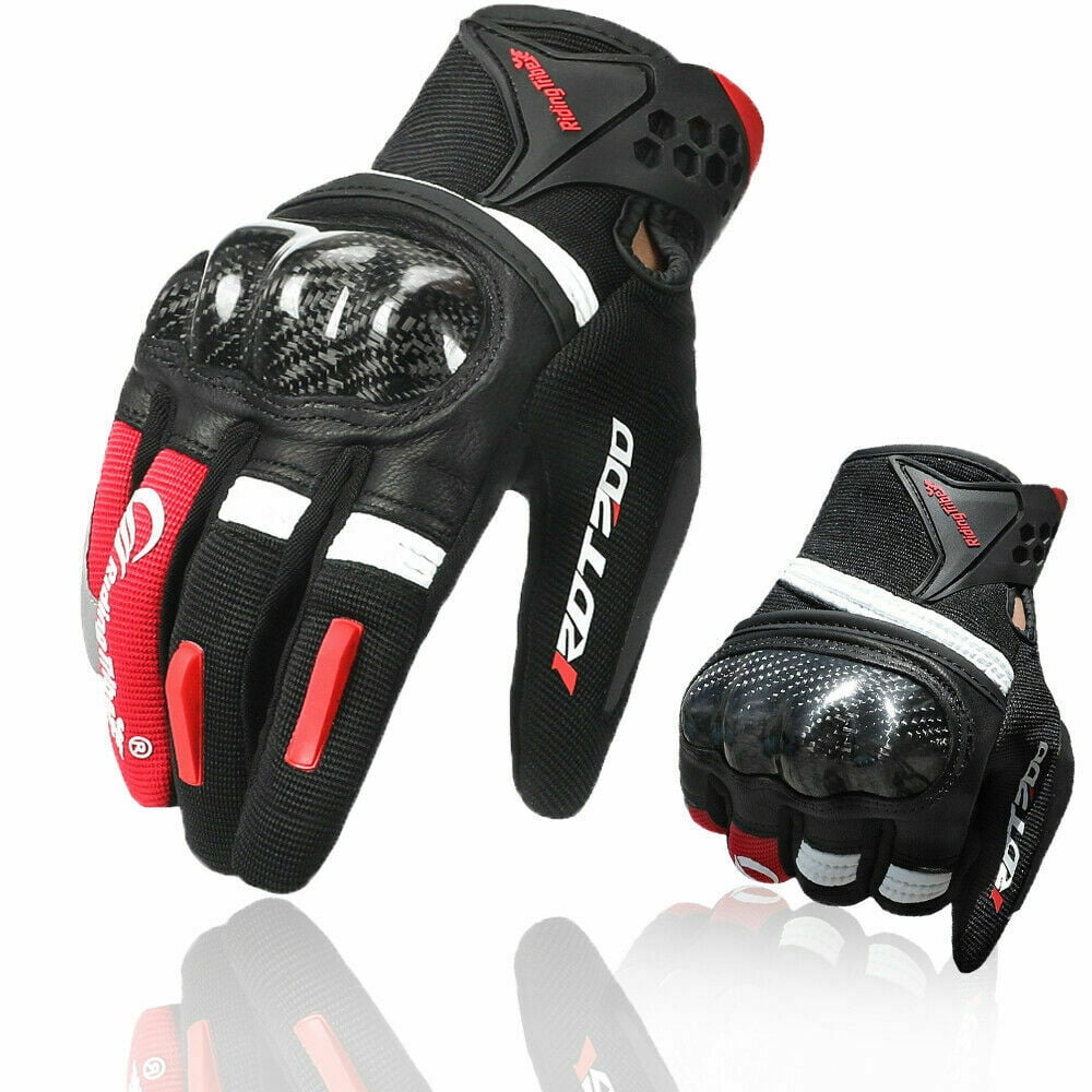Sheepskin Motorcycle Gloves for Men, Touchscreen Motorcycle Riding Full Finger Gloves for Motocross Motorbike Dirt Bike Bicycle Racing ATV UTV