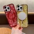 thumbnail image 4 of Magnetic Case Designed for iPhone 16 Pro Max Clear Glitter - Compatible with MagSafe Charger Phone Case for Women Girls, Full-Body Shockproof Protective Case Cover for iPhone 16 Pro Max - Gold, 4 of 7