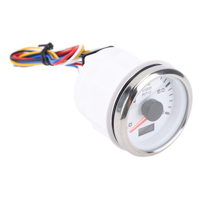 Tachymètre avec Compteur d'Heures 2 Po 8000RPM Jauge de RPM Rétroéclairée 7 Couleurs pour Camion Tracteur Voiture RV Bateau DC Moteur 9 à 32V Compteur d'Heures
