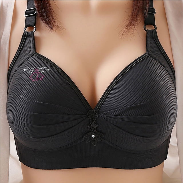 Abcnature Women Full Coverage Bras Printing Gathered Together Plus Size Daily Bras Underwear no Rims