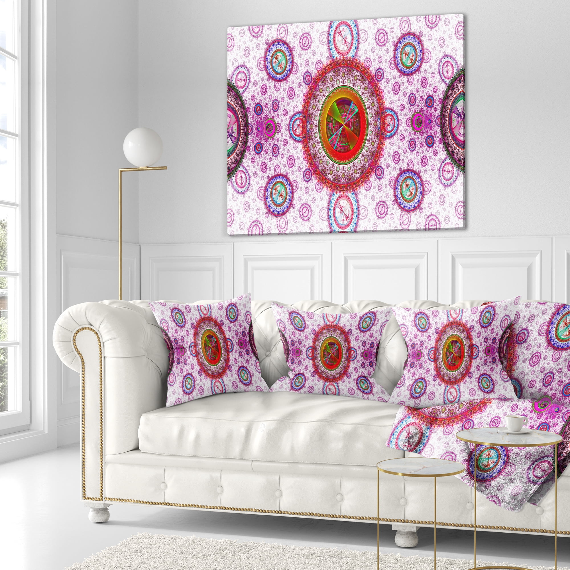 Designart Pink Psychedelic Relaxing Art - Abstract Throw Pillow - 16x16