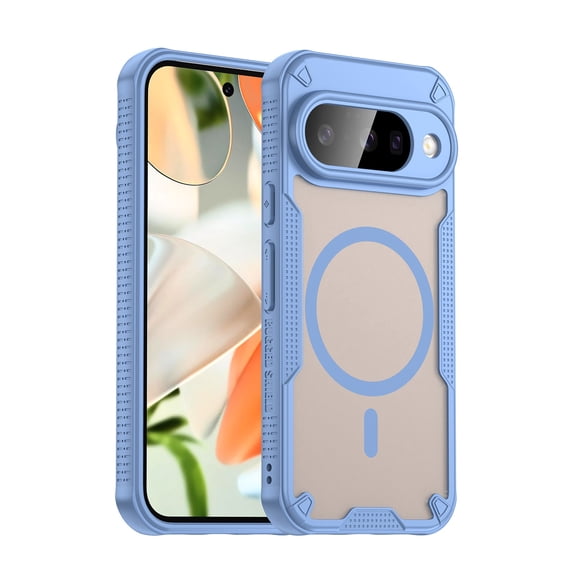 Dteck Magnetic Case for Google Pixel 10,Shockproof TPU PC Case Compatible with Mag Safe Matte Translucent Back Cover,Blue